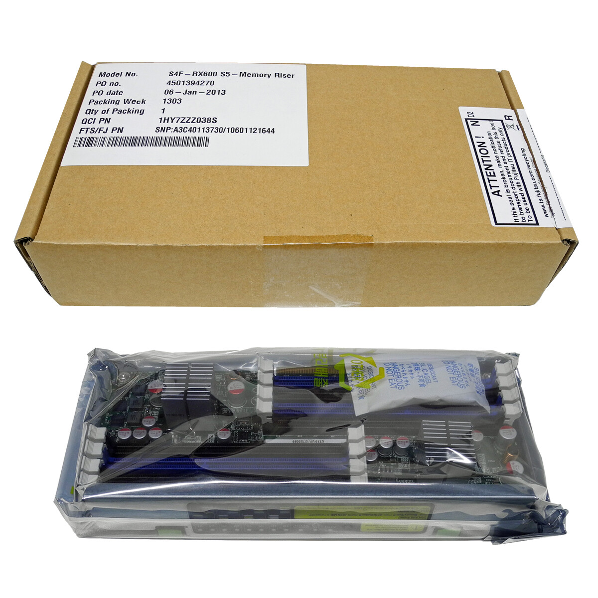 Fujitsu memory riser board A3C40113730 for Primergy RX600 S5 S6 server new or...