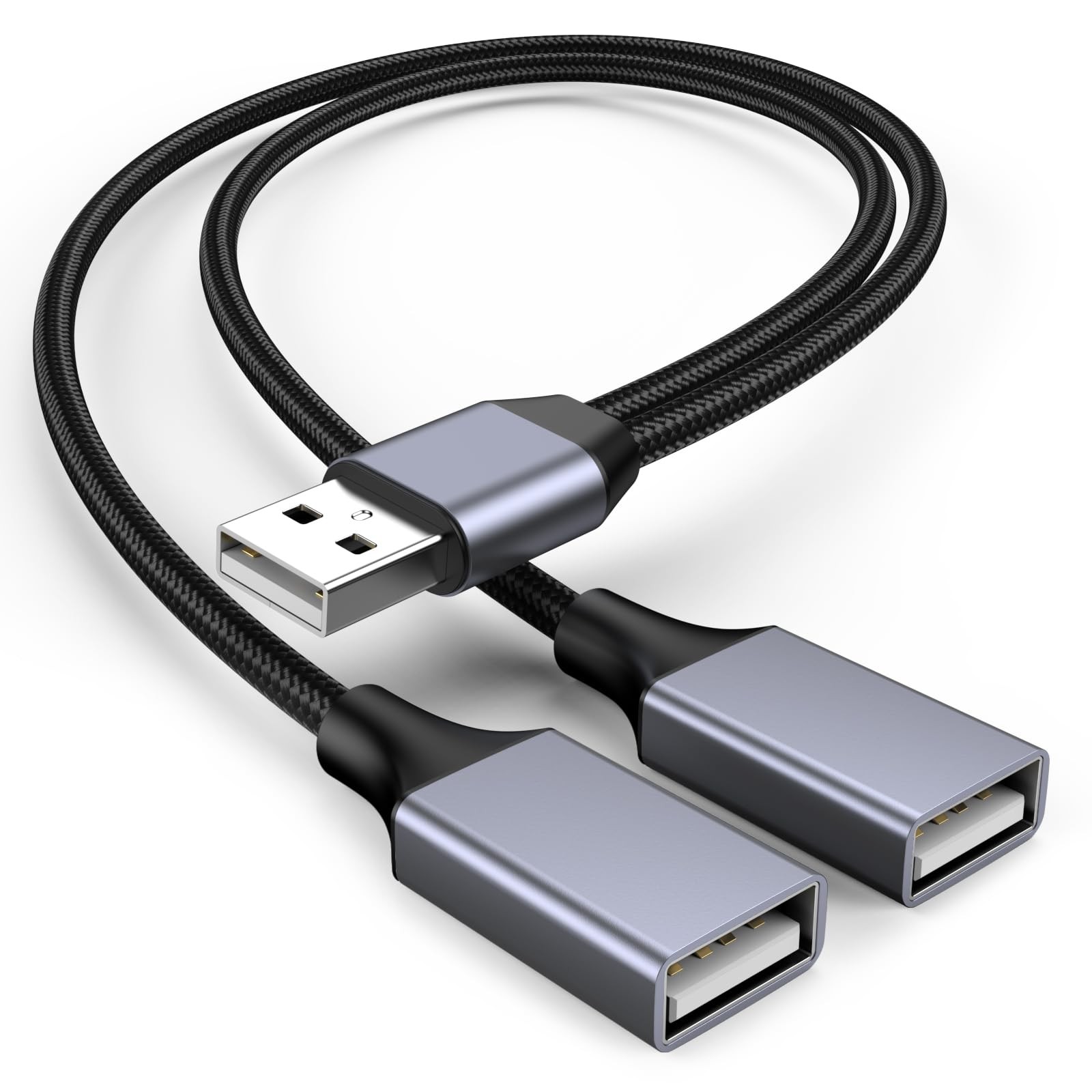 USBA Y Splitter 1 in 2 Out, USB Male to 2 Female Cable for PC, Tablet, Laptop...