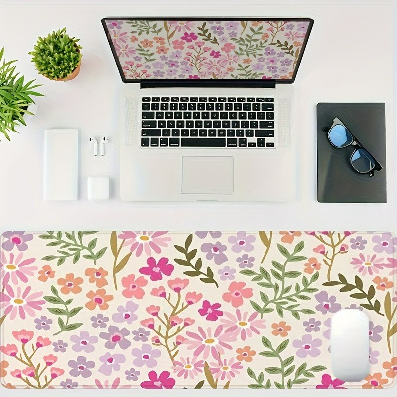 Soft Floral Desk Mat: Colorful Wildflower Keyboard Pad for Workspaces & Study