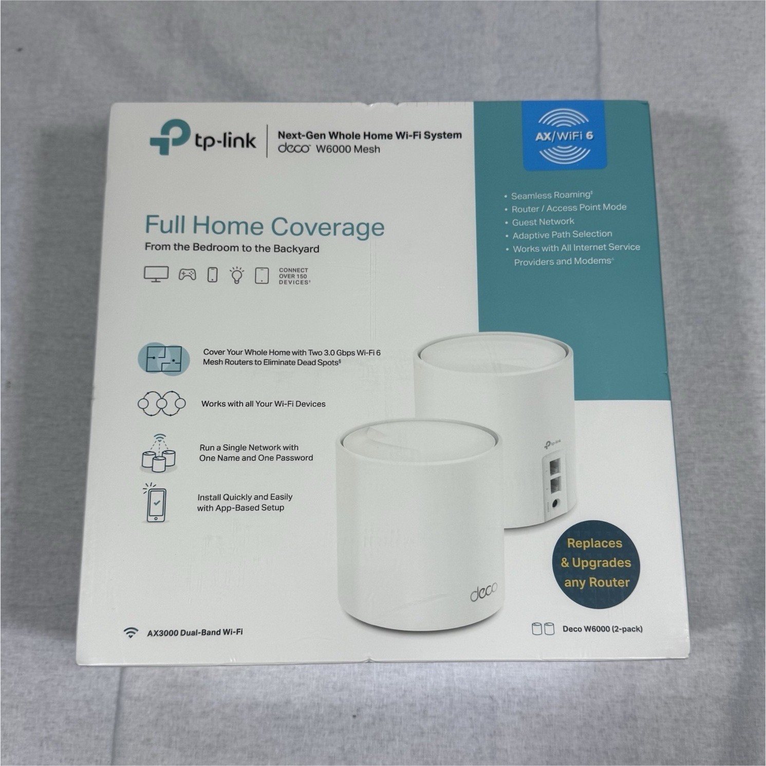 TP-LINK Deco W6000 AX3000 Wi‑Fi 6 Dual-Band Mesh Router System 2-Pack