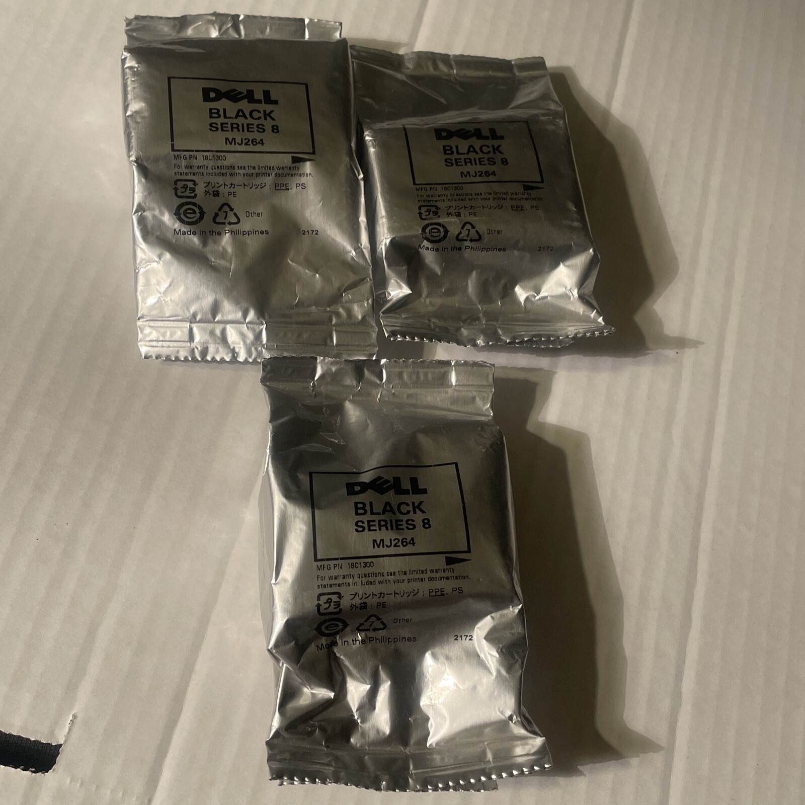 Lot 3 Dell Series 8 MJ264 Black  Ink Cartridges GENUINE OEM *New Sealed*
