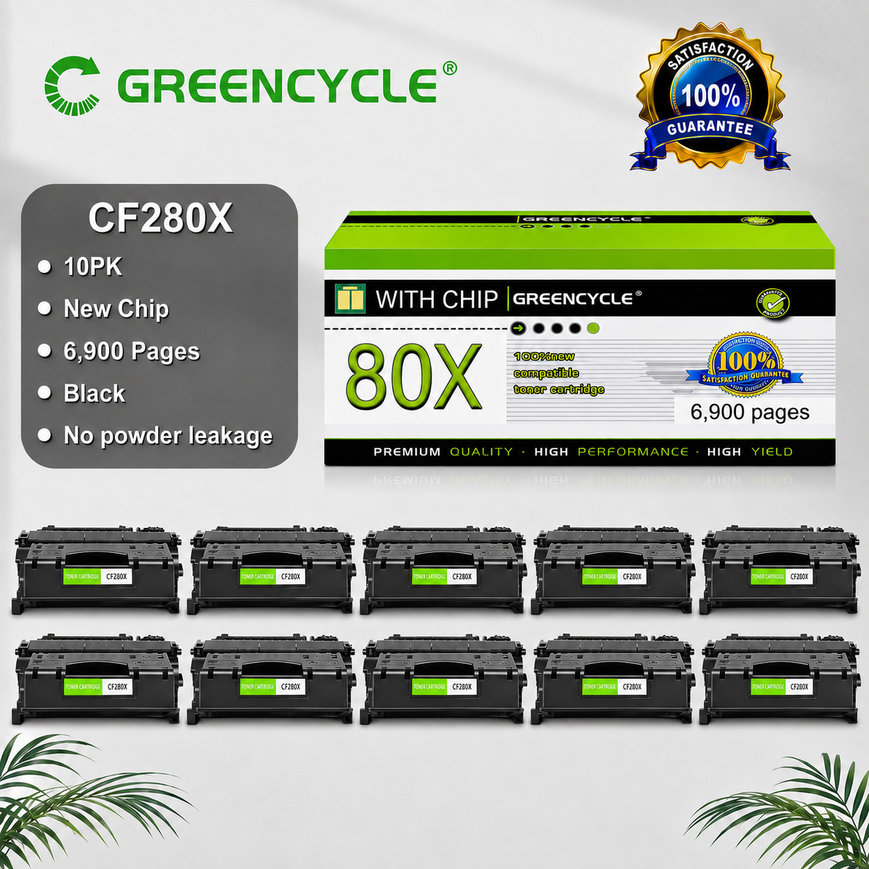 10PK Toner Cartridge for HP M401dn M401n M425dn M401dw M425dw 80X CF280X Black