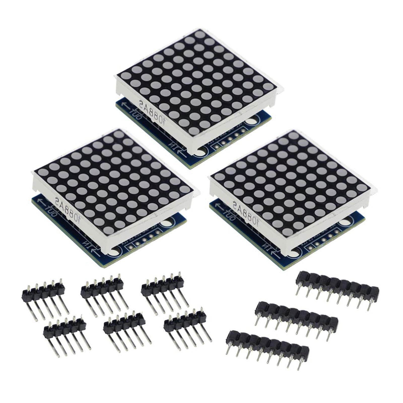 3-Pack MAX7219 8x8 LED Dot Matrix Display Module, 5V