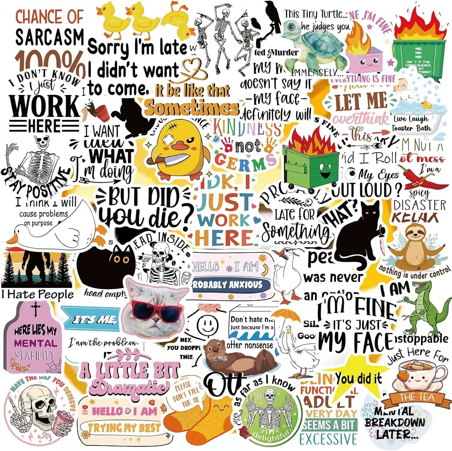 Funny Sarcastic Stickers for Adults - 200 Pcs Water Bottle Colorful 