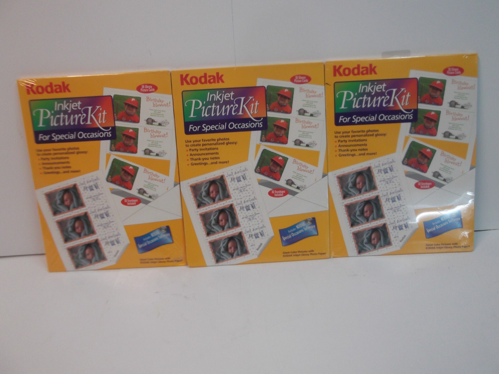 Kodak Inkjet Picture Kit Glossy Picture Cards 30 8.5"x11" 1999, LOT OF 3 NIP