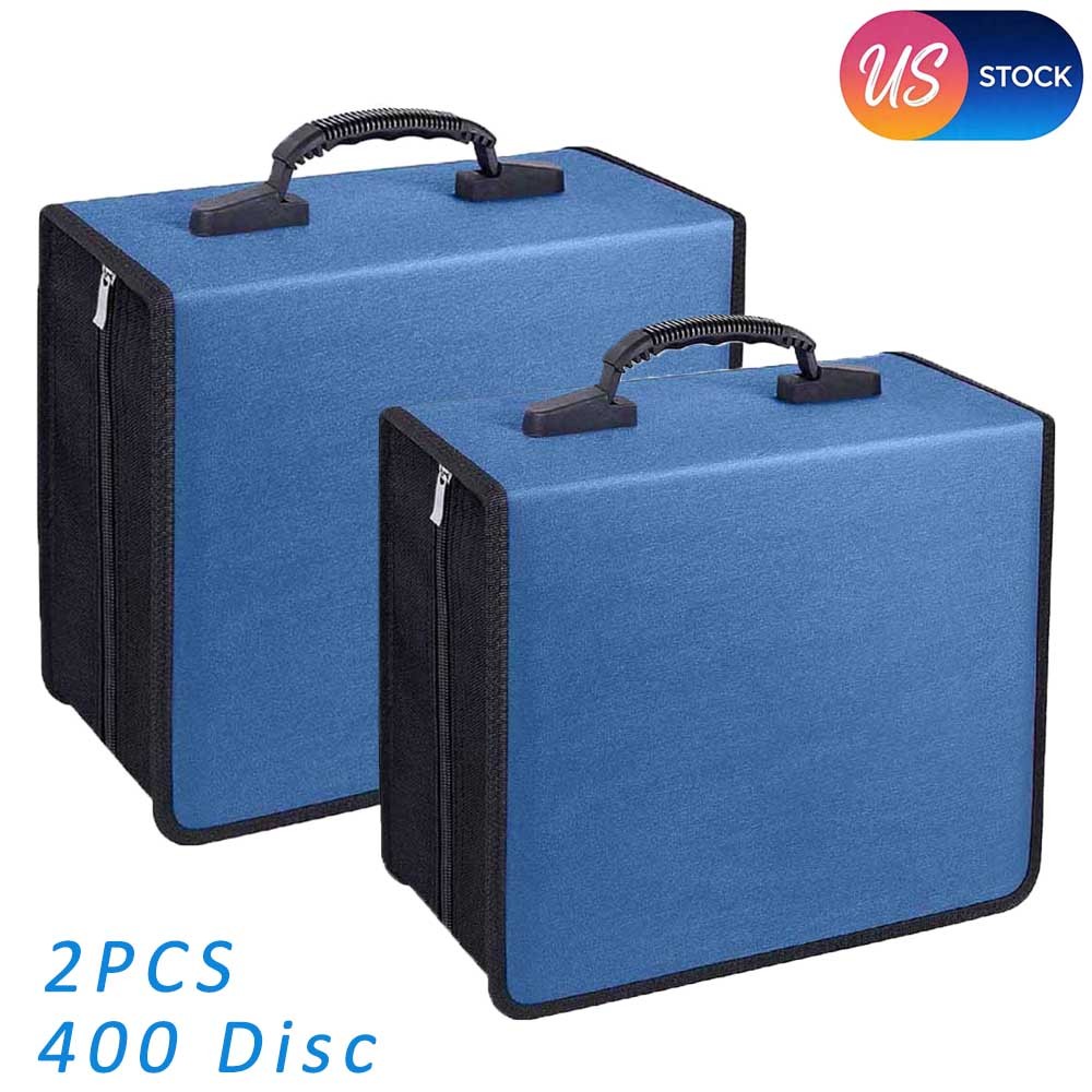 2 Pack Portable 400 Disc CD DVD Storage Bag Wallet Holder Case Box Organizer