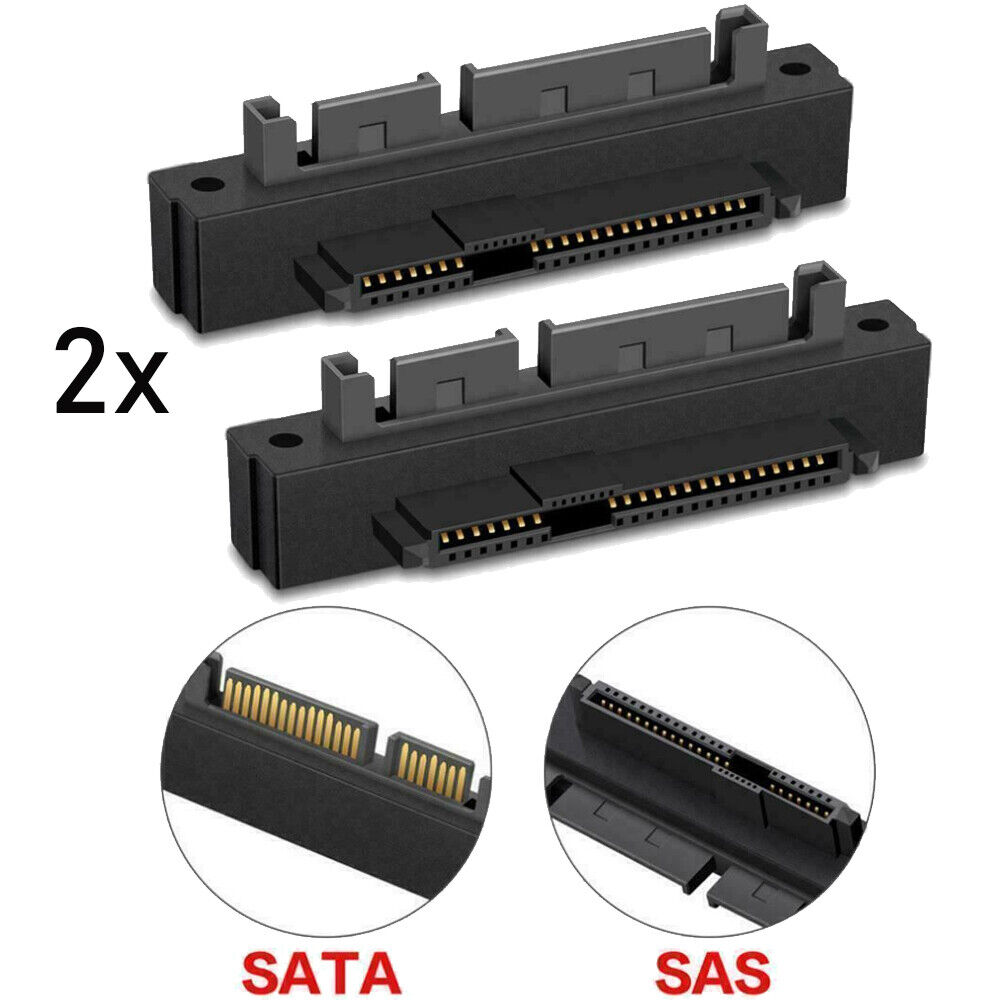 2pcs SFF-8482 Computer Cable Connectors SAS to SATA 22 pin HDD Raid Adapter