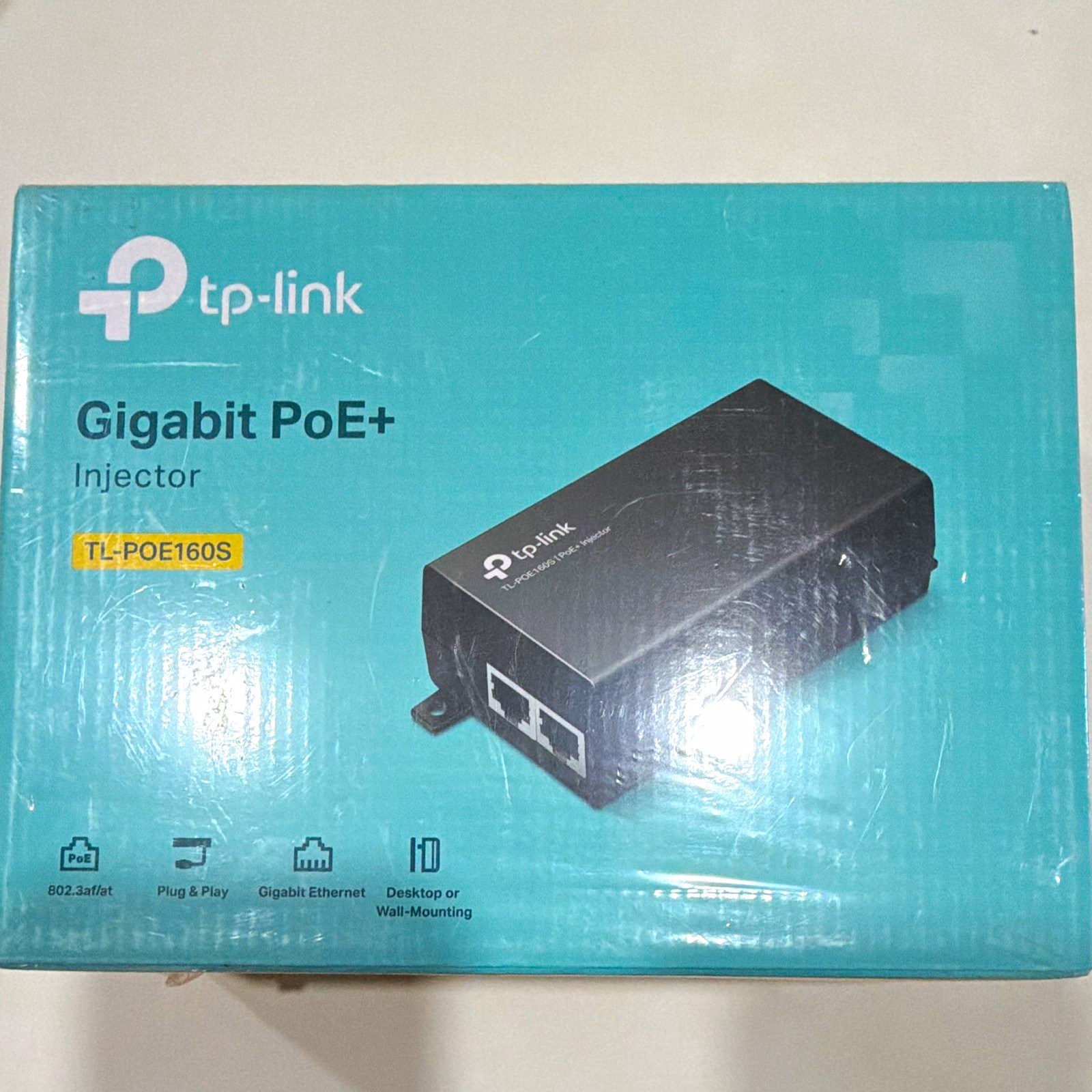 TP-Link TL-POE160S Gigabit PoE+ Injector 802.3af/at 30W 2-Port Black