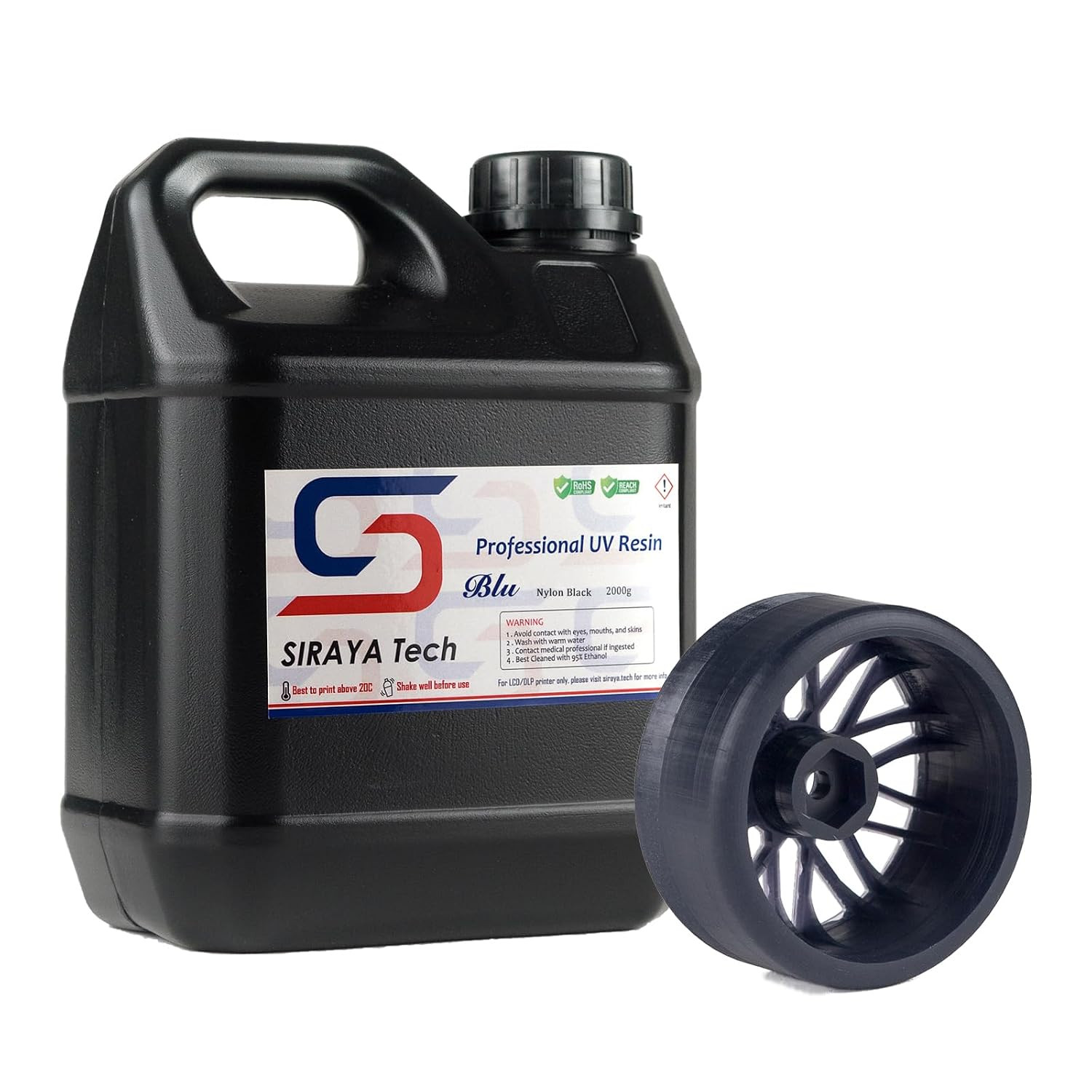 Siraya Tech Blu Nylon-Like 3D Printer Resin, Nylon Black, 2Kg