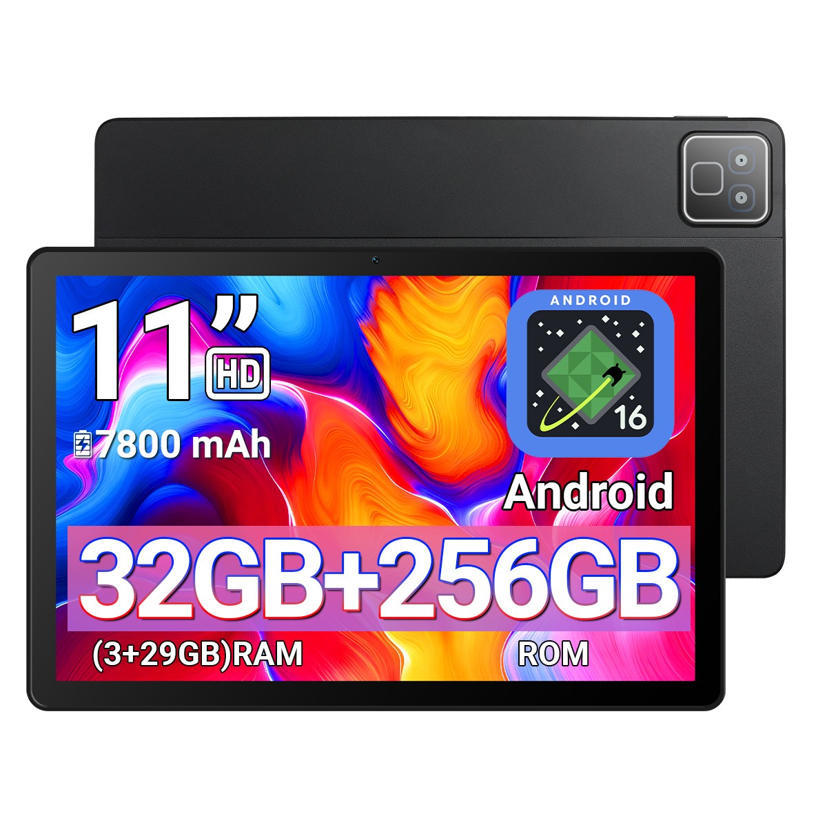 2026 NEW Tab Android 16 Tablet 11Inch 32GB+256GB 7800mAh 13MP Widevine L1 HD
