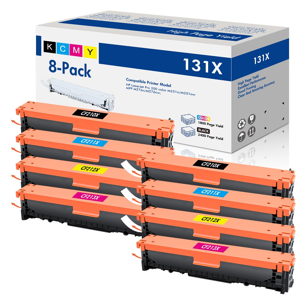 8PK High Yield CF210X 131X Toner Cartridge Set Pro 200 For HP Laserjet M251 M276