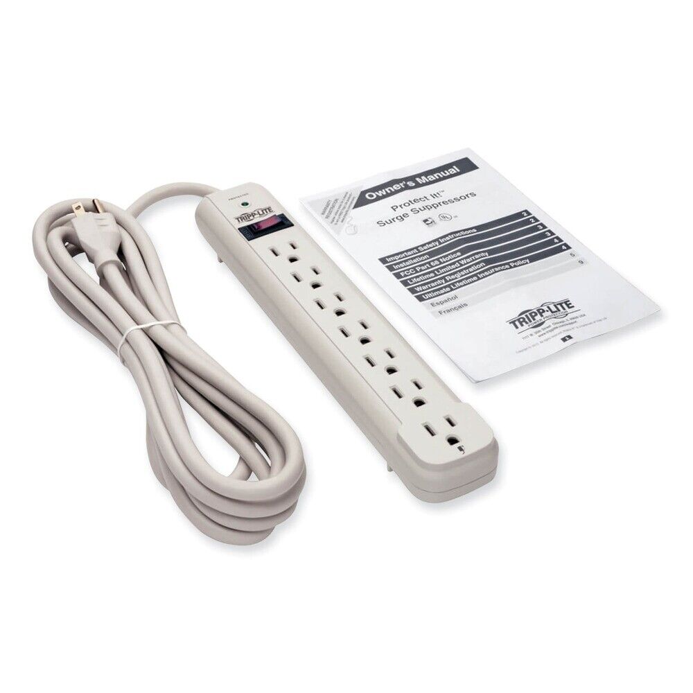 Tripp Lite TLP712 7 OUT 12' 1080J Protect It Surge Protector - Light Gray New