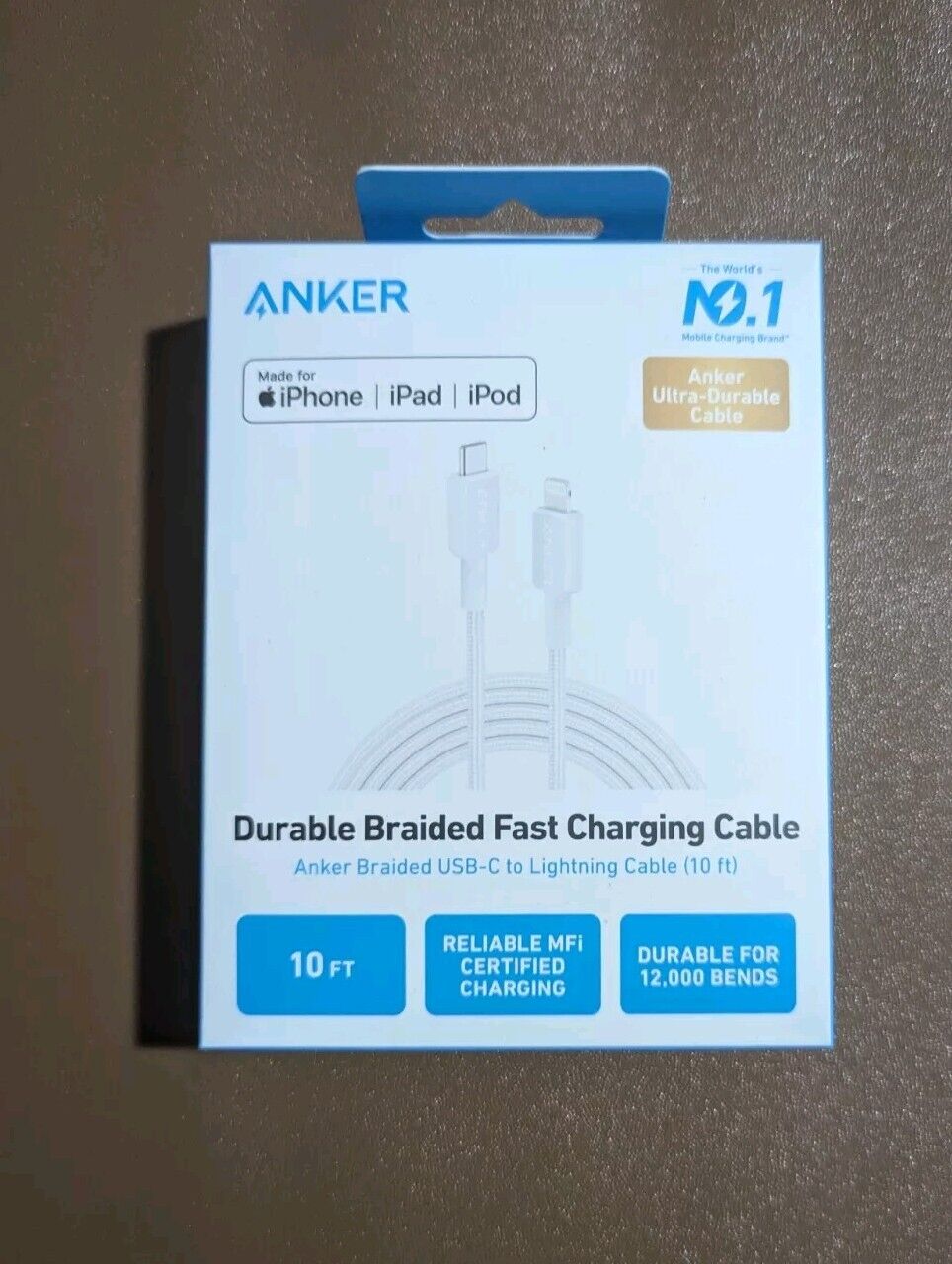 Anker 10' Bio-Braided Lightning to USB-C ECO Friendly Fast Charging Cable - Whit
