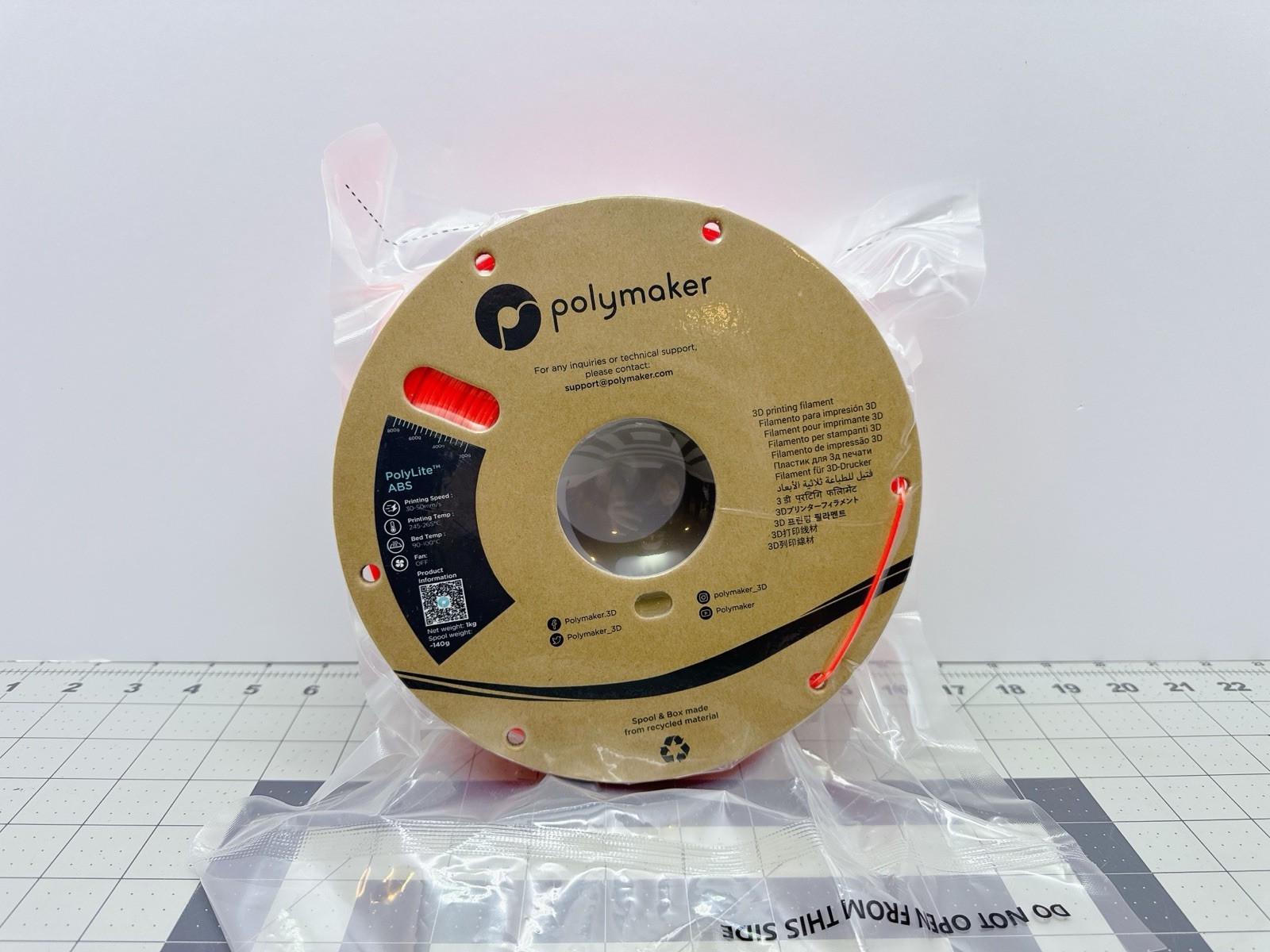 Polymaker PolyLite NEON ORANGE ABS 3D Printer Filament 1KG 1.75mm