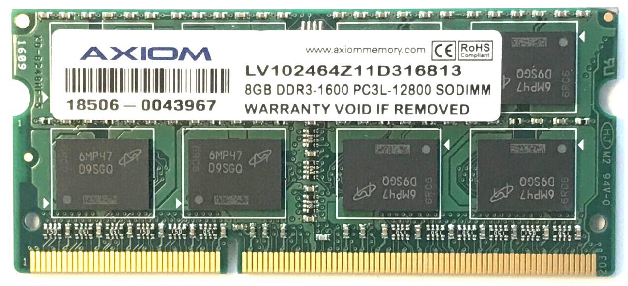 Axiom 8GB PC3L-12800S DDR3 1600MHz SODIMM Laptop SDRAM LV102464Z11D316813