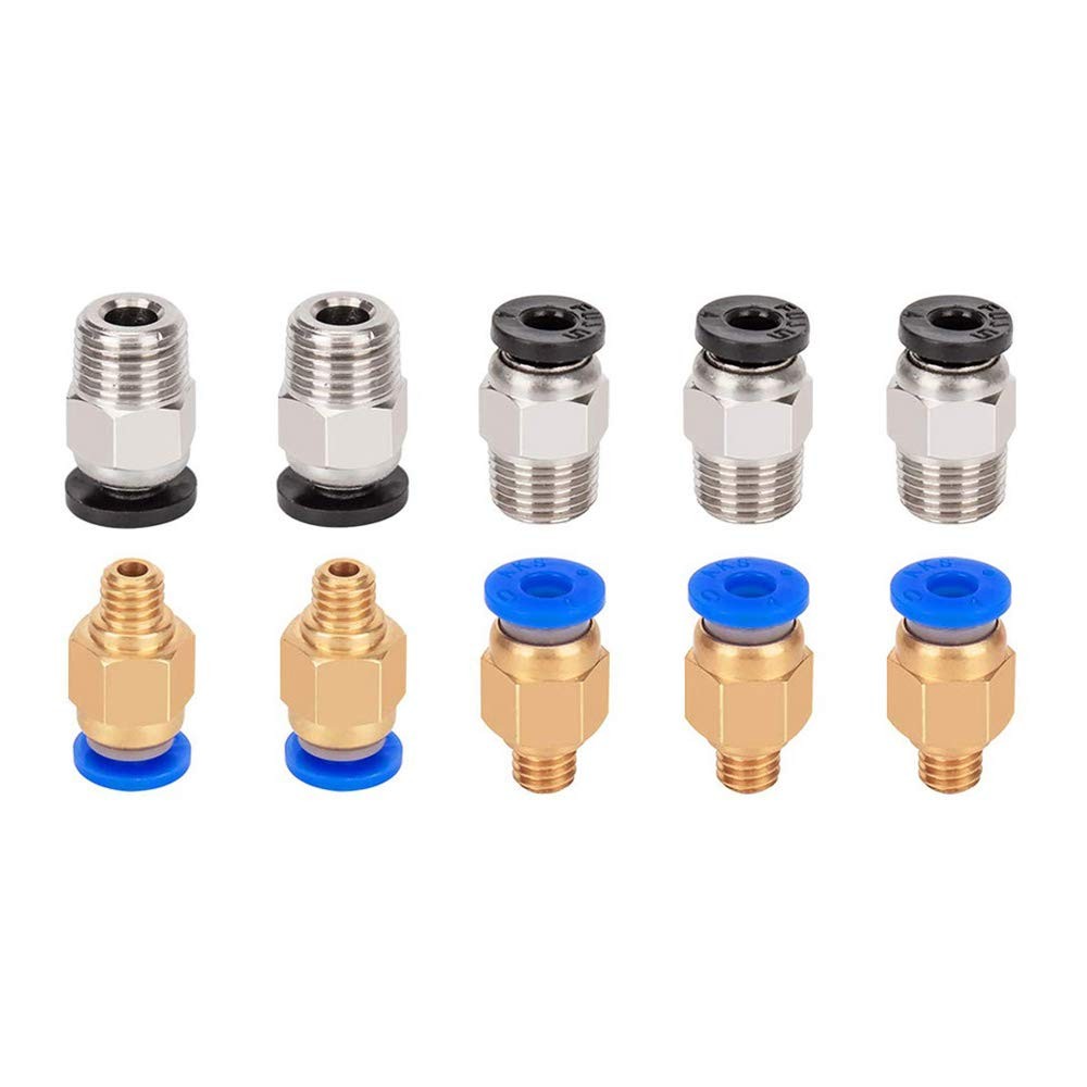 10 PCS Pneumatic Fitting Set 5x PC4-M6 and 5x PC4-M10 for Creality Ender 3