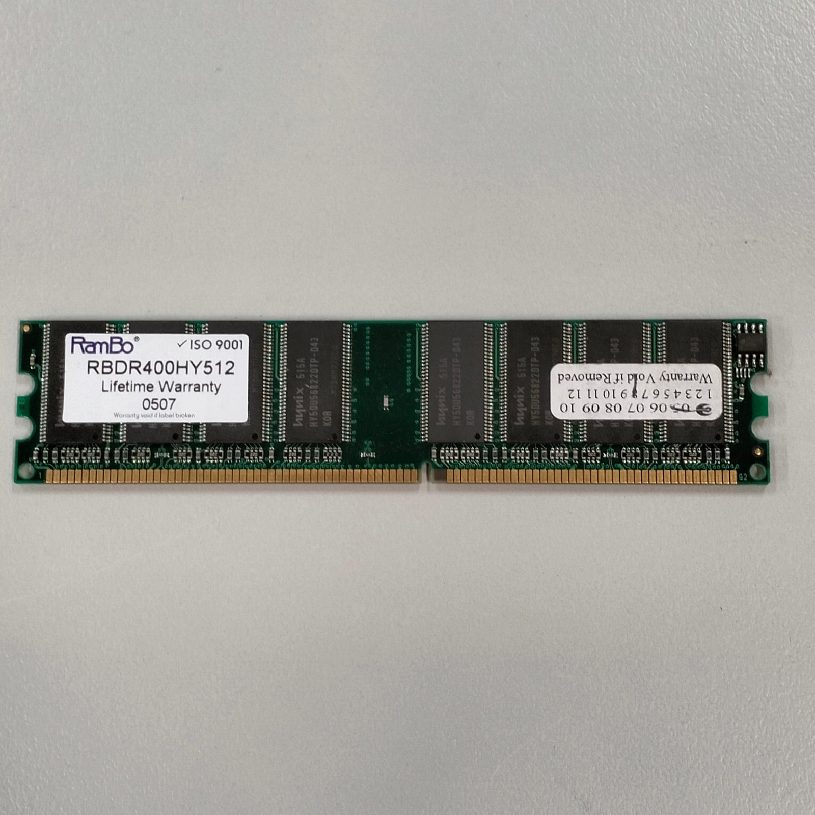 RamBo Hynix 512MB DDR1 RAM PC-3200 400MHz CL3 2.6V non-ECC DIMM RBDR400HY512