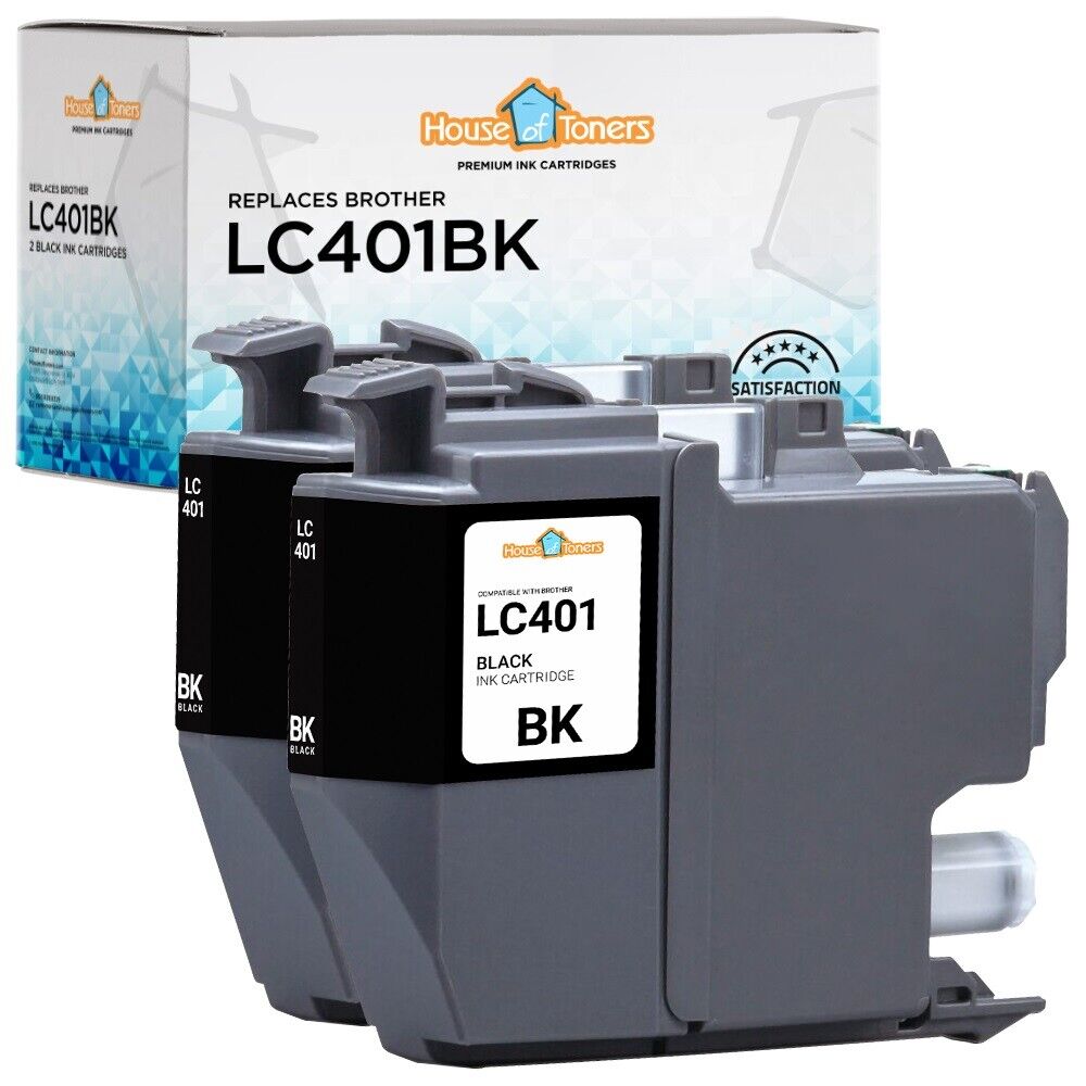 2PK for Brother LC401 Black Ink Cartridge for MFC-J1010DW J1012DW J1170DW