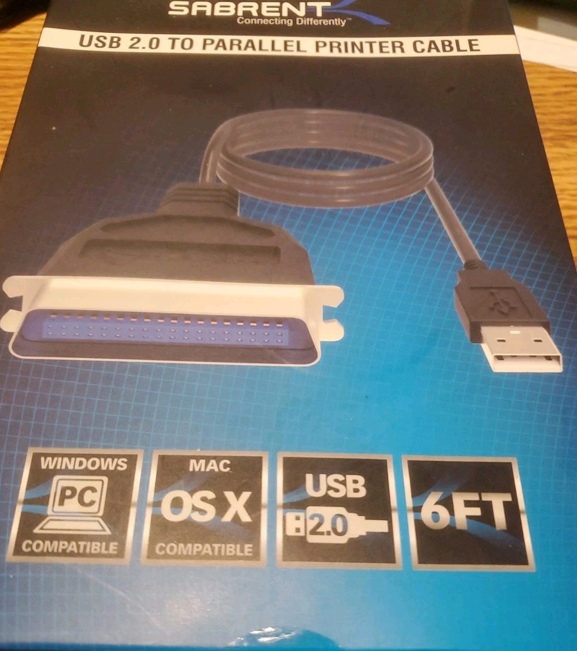 Sabrent CB-CN36 USB 2.0 to Parallel Printer Cable Centronics 36-Pin 6ft Cord NOS