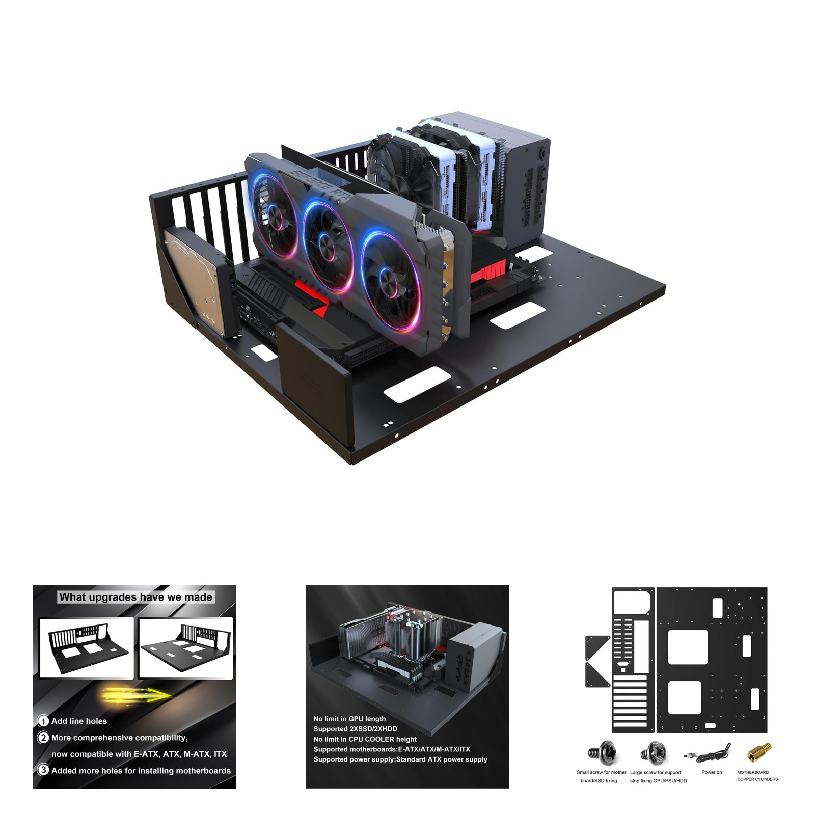 Gaming Computer Case Open Chassis EATX Test Bench Motherboard Support Heat