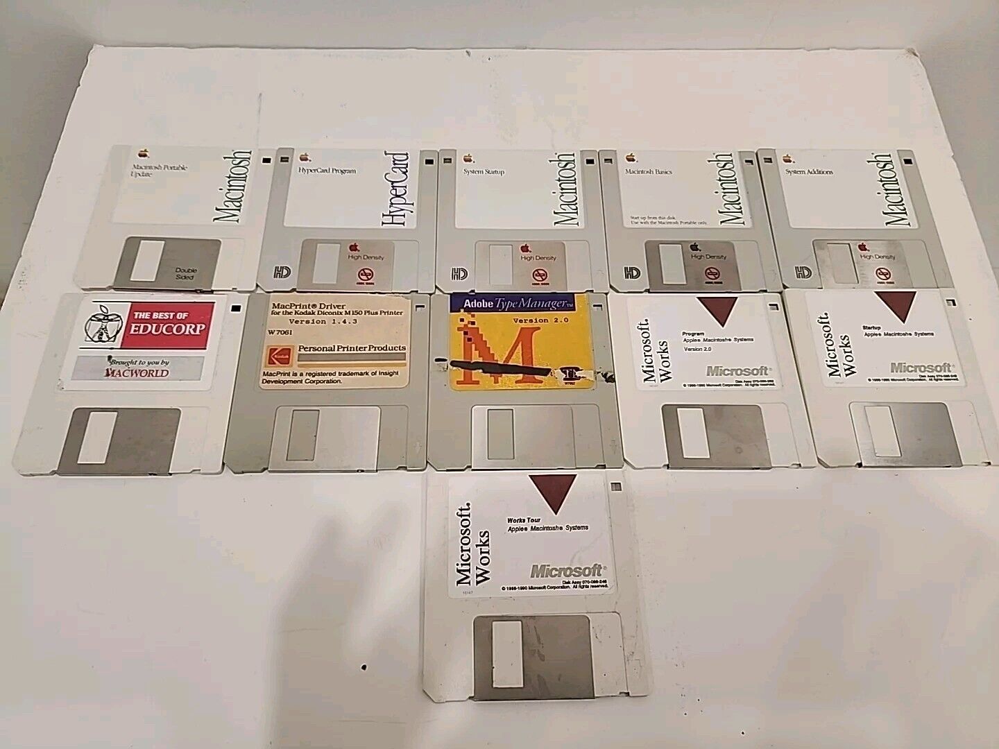 Vintage Classic Apple Macintosh Portable System Boot Disk Floppy Set of 11 Disks