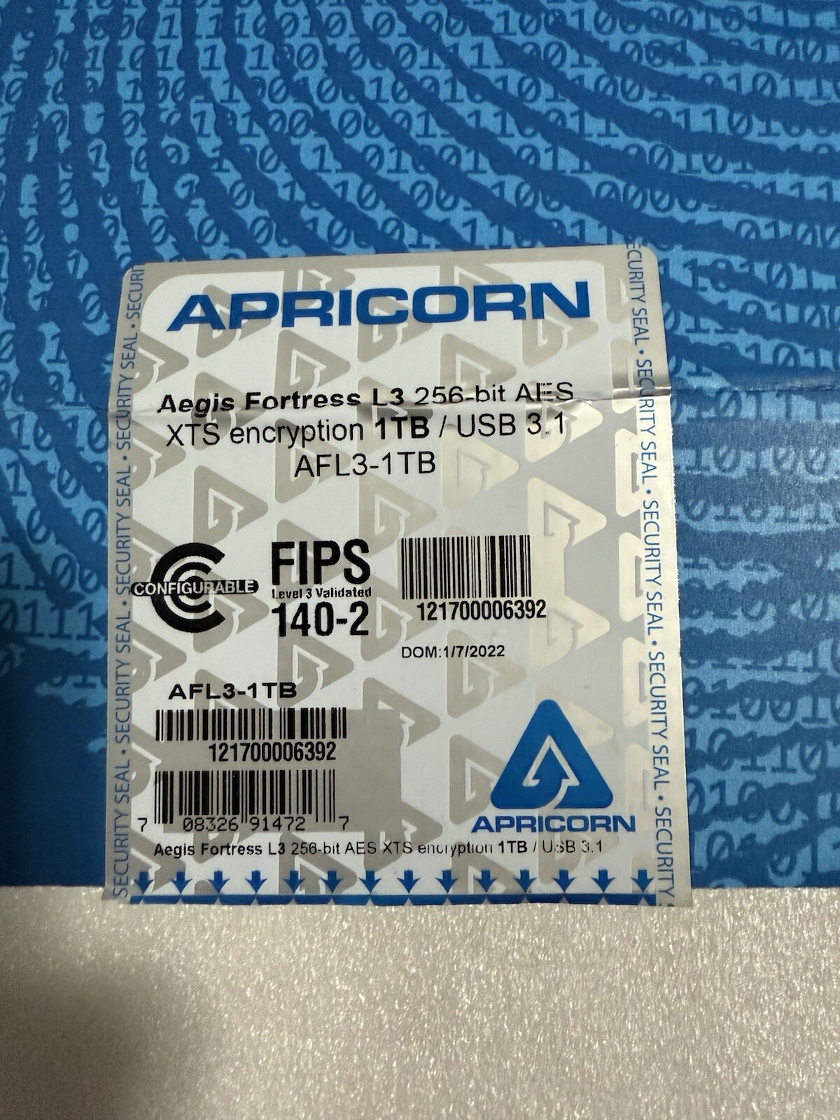 Apricorn Aegis Fortris AFL3-1Tb External Hard Drive -USB 3.1
