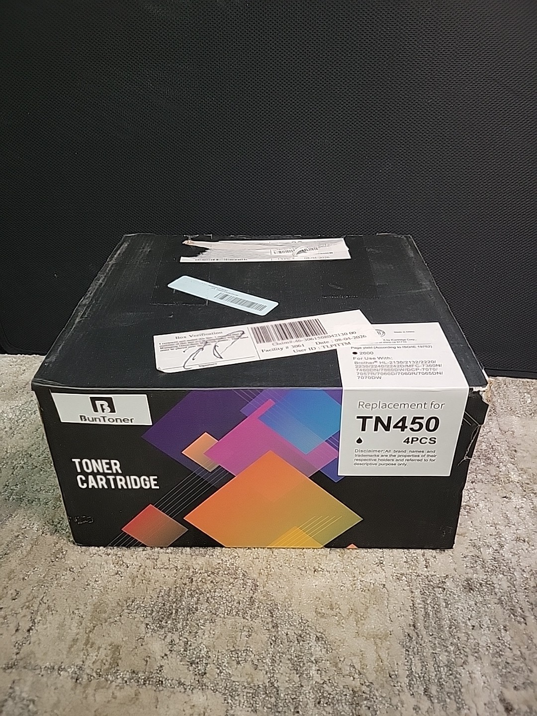 TN450 Replacement Toner Cartridge 4PK  Black HL-2280DW MFC-7240. New.