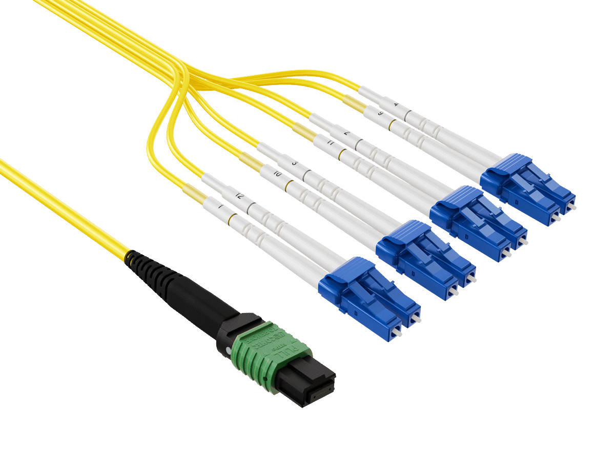 3m OS2 MTP/APC TO 4*LC 8 Fibers Duplex Corning Fiber Breakout Cable Type B Si...