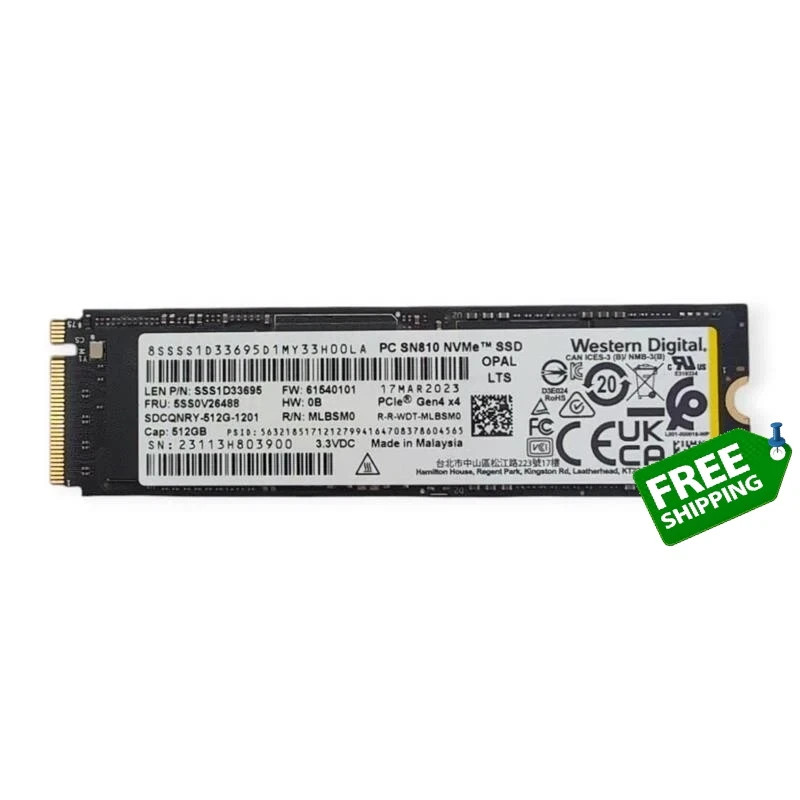 Western Digital PC SN810 NVMe 512gb SSD - SSS1D33695 - LENOVO SAMSUNG