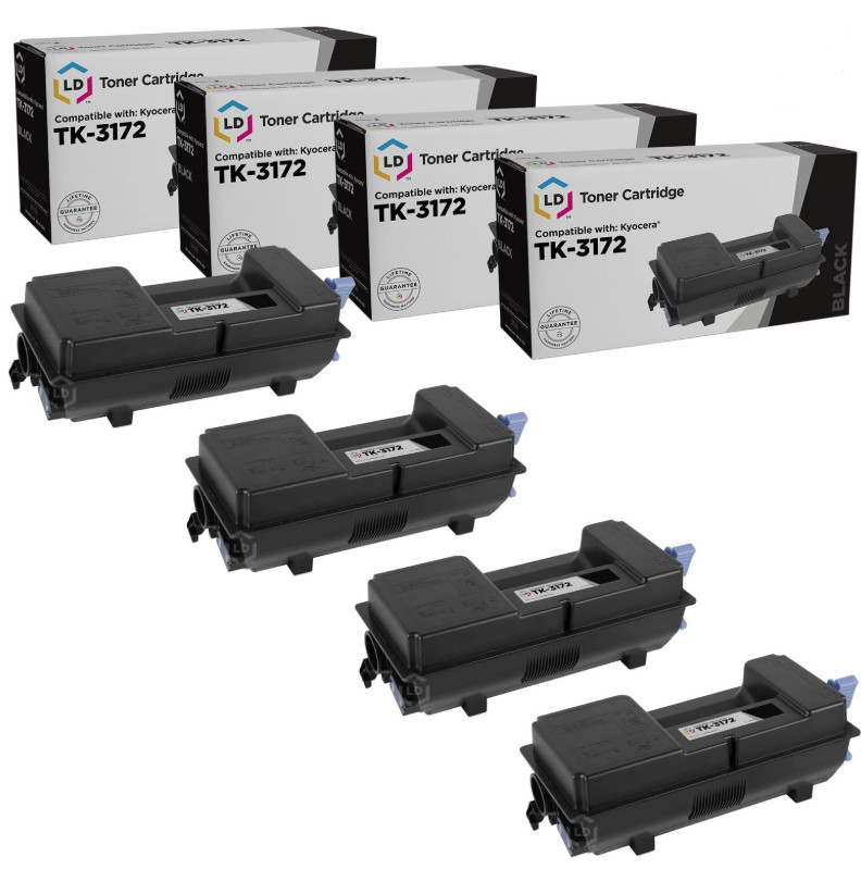 LD Compatible Kyocera TK-3172 (1T02T80US0) Black Toner 4-Pack for ECOSYS P3050dn