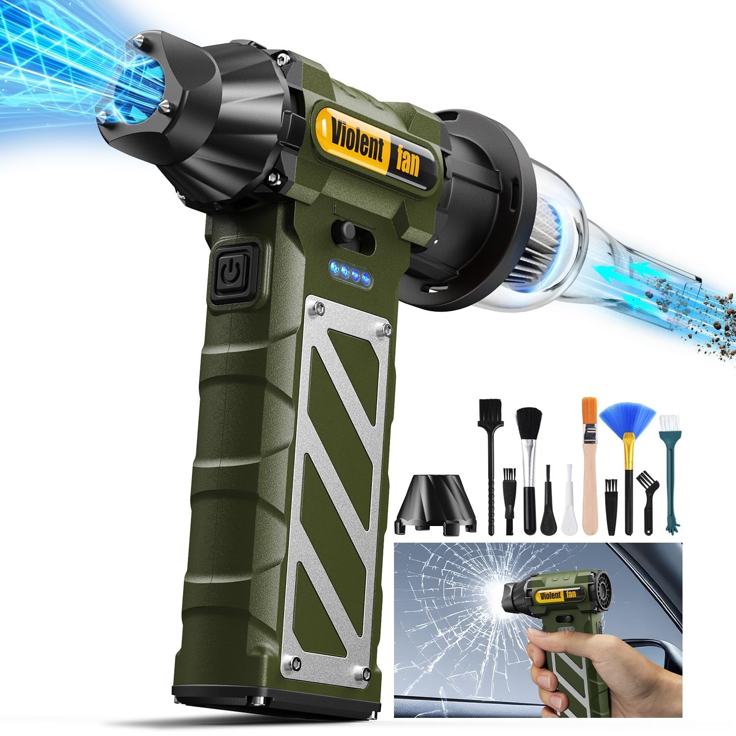 Multi-Purpose Electric Air Duster & Mini Vacuum - 130K RPM Cordless Blower, 8000