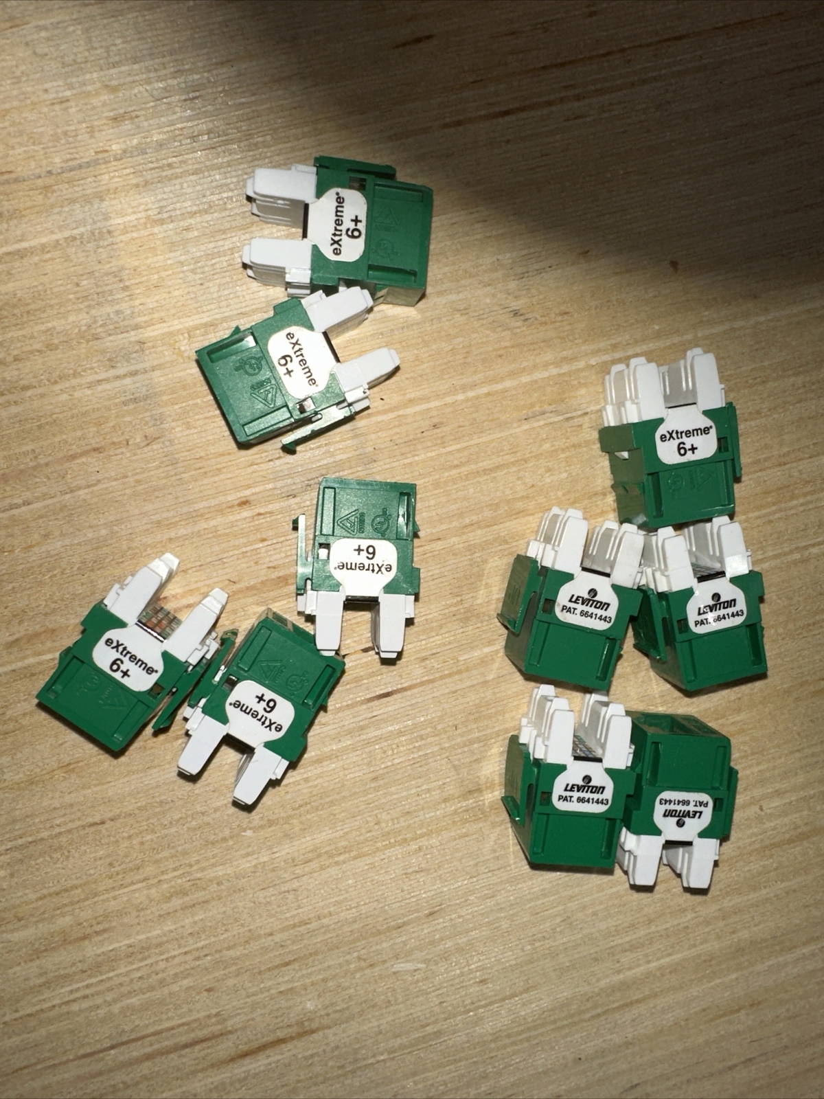 10 Pieces Of Extreme Cat 6+ Jacks, Green, By Leviton Used Item