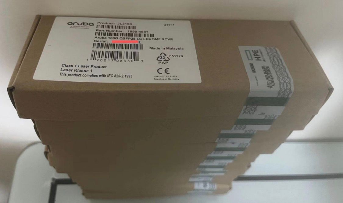 New JL310A HPE ARUBA NETWORKING 100G QSFP28 LC LR4 10KM SMF TRANSCEIVER InStock
