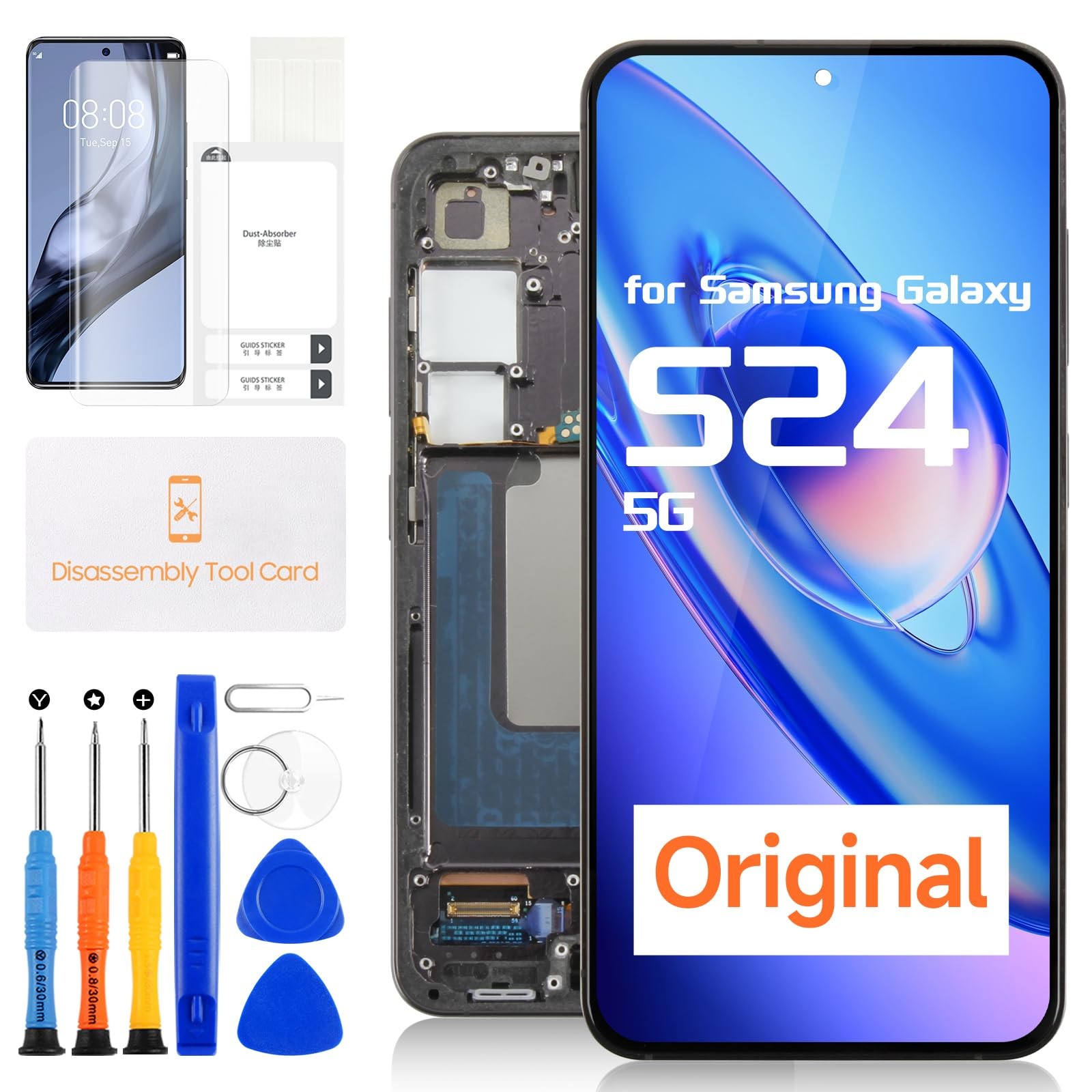 Original for Samsung Galaxy S24 5G Screen Replacement, LCD Black