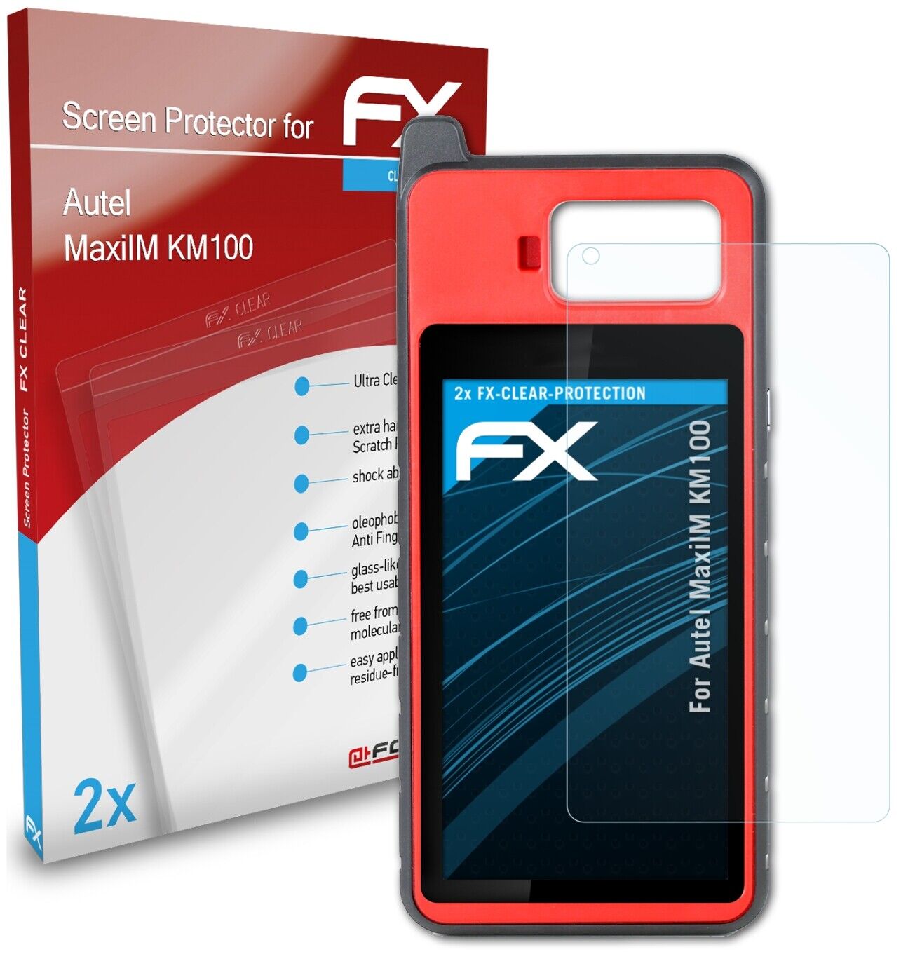 atFoliX 2x Screen Protection Film for Autel MaxiIM KM100 Screen Protector clear