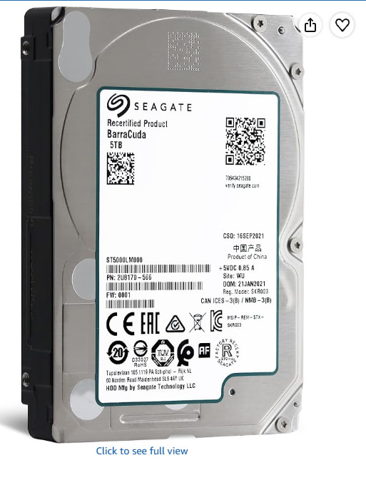 Seagate BarraCuda 5TB Internal 5400RPM 2.5" (ST5000LM000) HDD