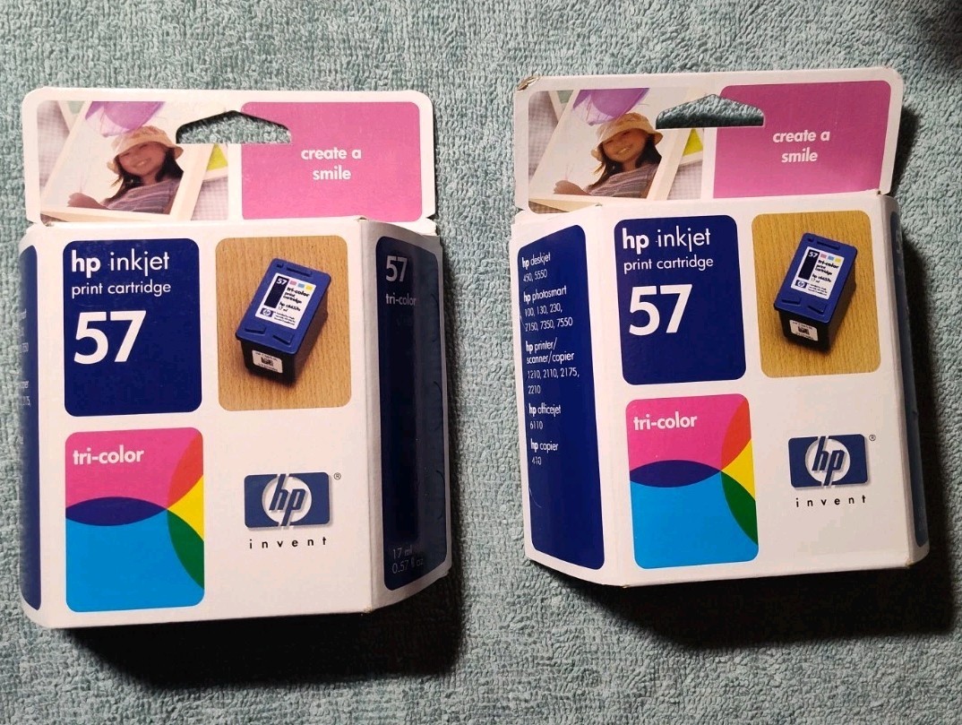 Vtg Genuine Two Pack HP 257 Tri-Color Ink Cartridge Factory Sealed Exp In 2004