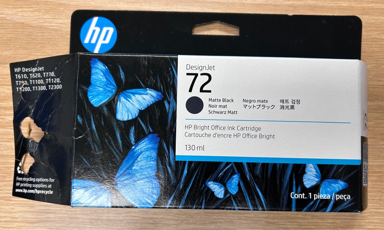 HP 72 130-ml Matte Black DesignJet Ink Cartridge, C9403A