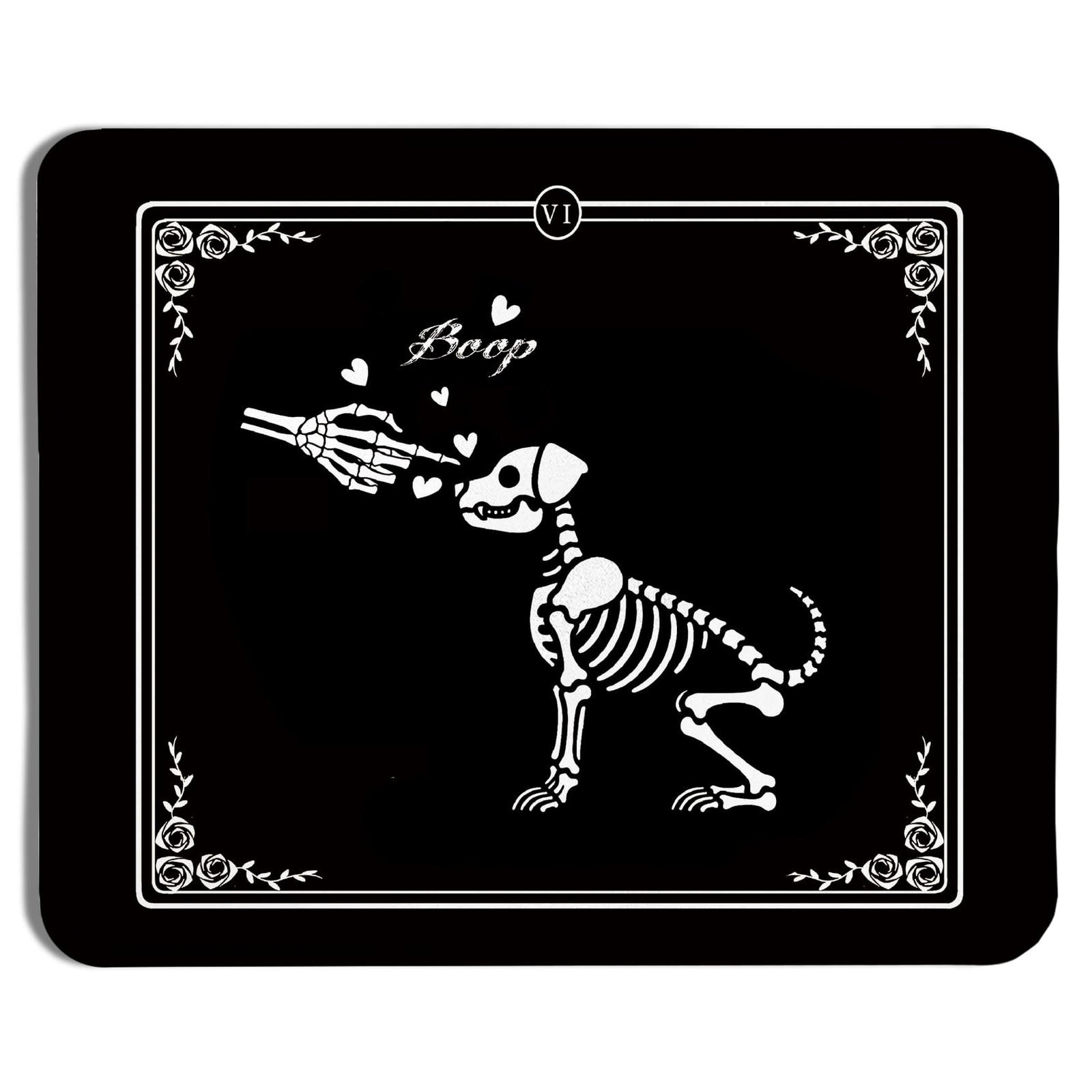 Funny Black Gothic Dog Skeleton Mouse Pad, Gifts for Anniversary Couples Mous...