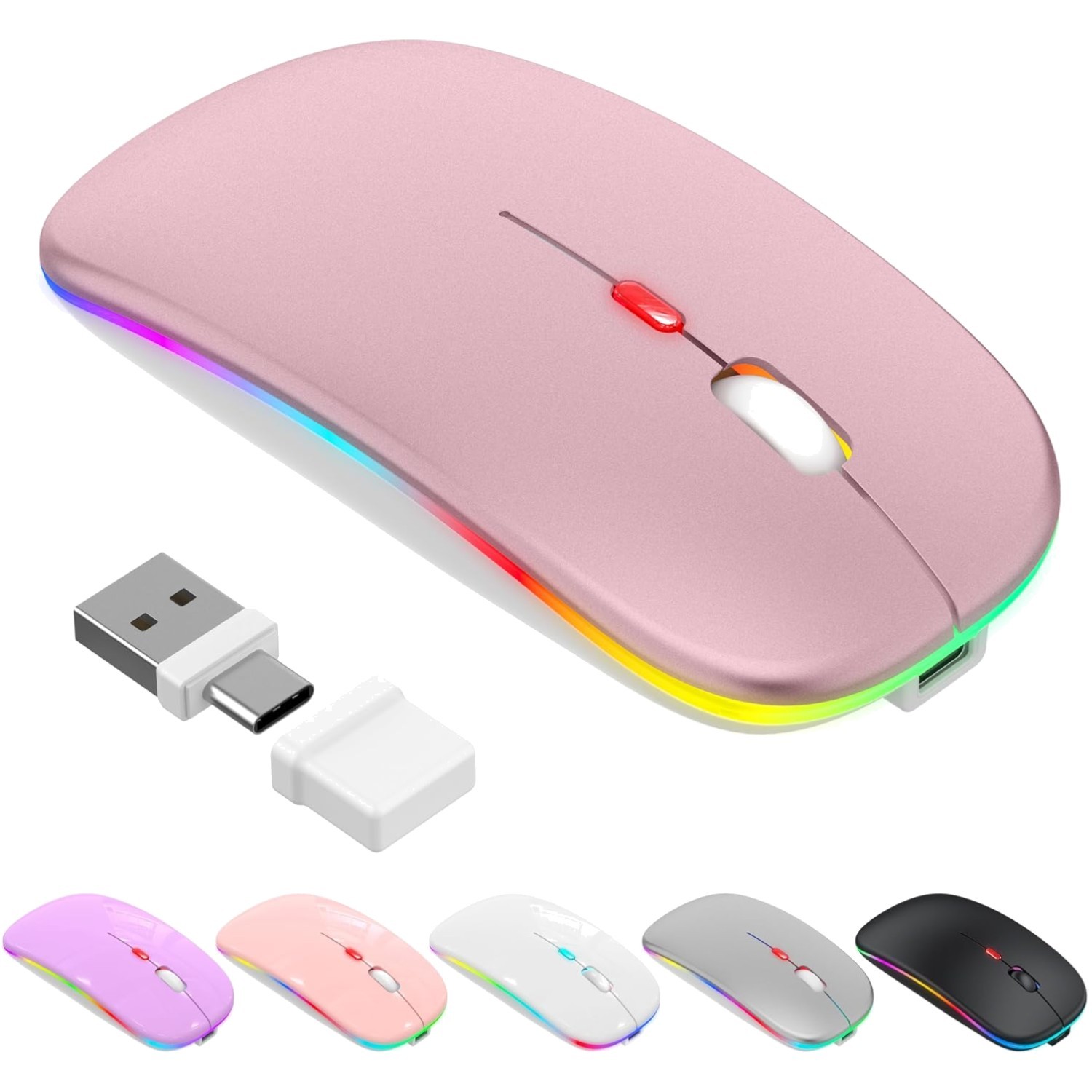 Compact Rechargeable Bluetooth Mouse with Optical Tracking – Rose Gold Beauty