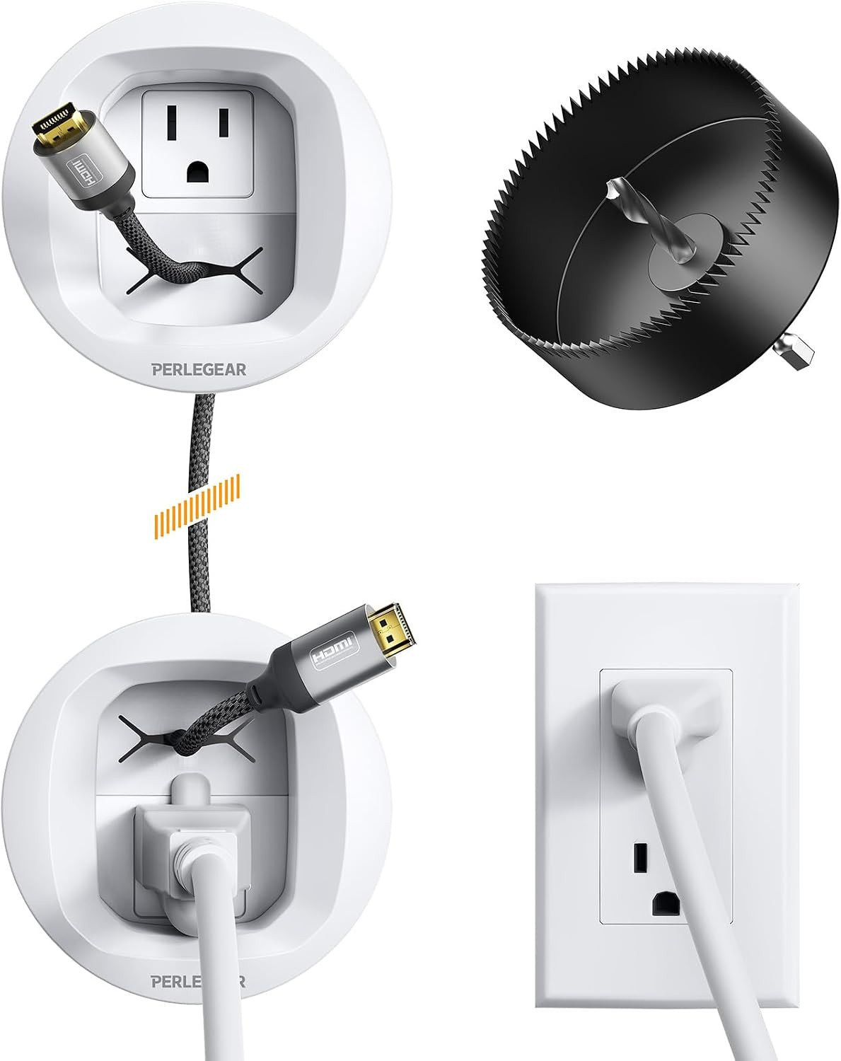 Perlegear In-Wall Cable Management Kit, TV Cord Hider for Wall Mounted TV and Sp