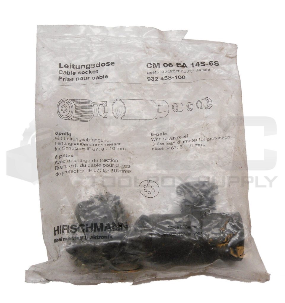 SEALED NEW HIRSCHMANN CM 06 EA 14S-6S CABLE SOCKET 6 POLE 932 458-100