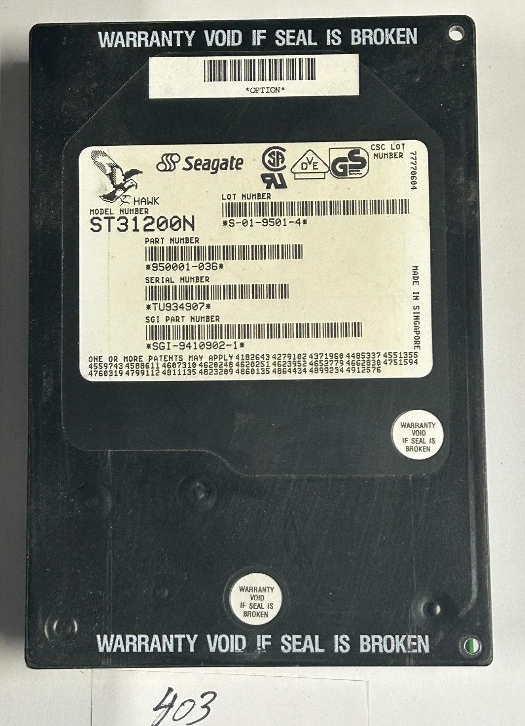 Tested - SGI Seagate Hawk ST31200N 1GB 3.5" 50-Pin SCSI HDD SGI 9410902-1