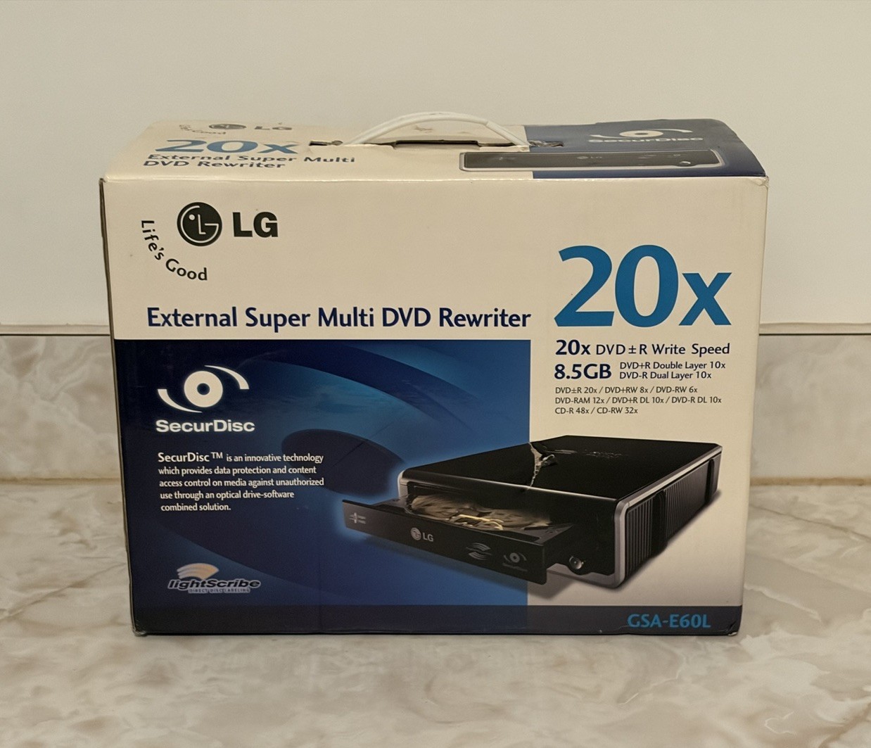 LG GSA-E60L 20x External Super Multi DVD Rewriter SecurDisc LightScribe