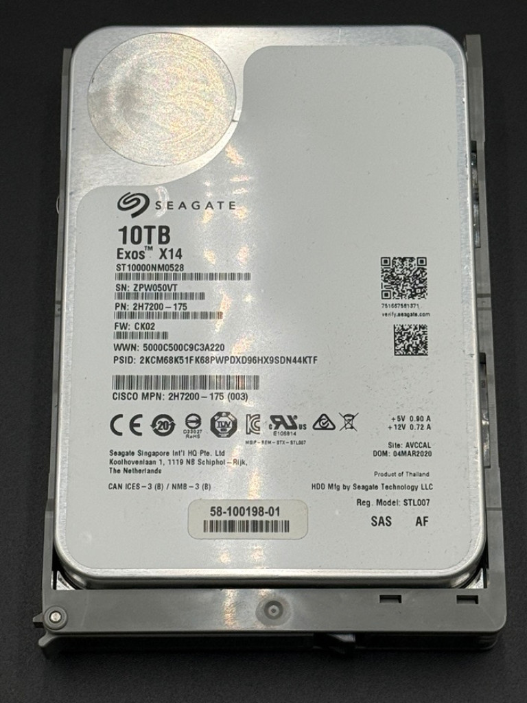 Cisco Exos x14 10TB 7.2K 12G SAS 4kn 3.5in HDD UCS-HD10T7KL4KN 58-100198-01