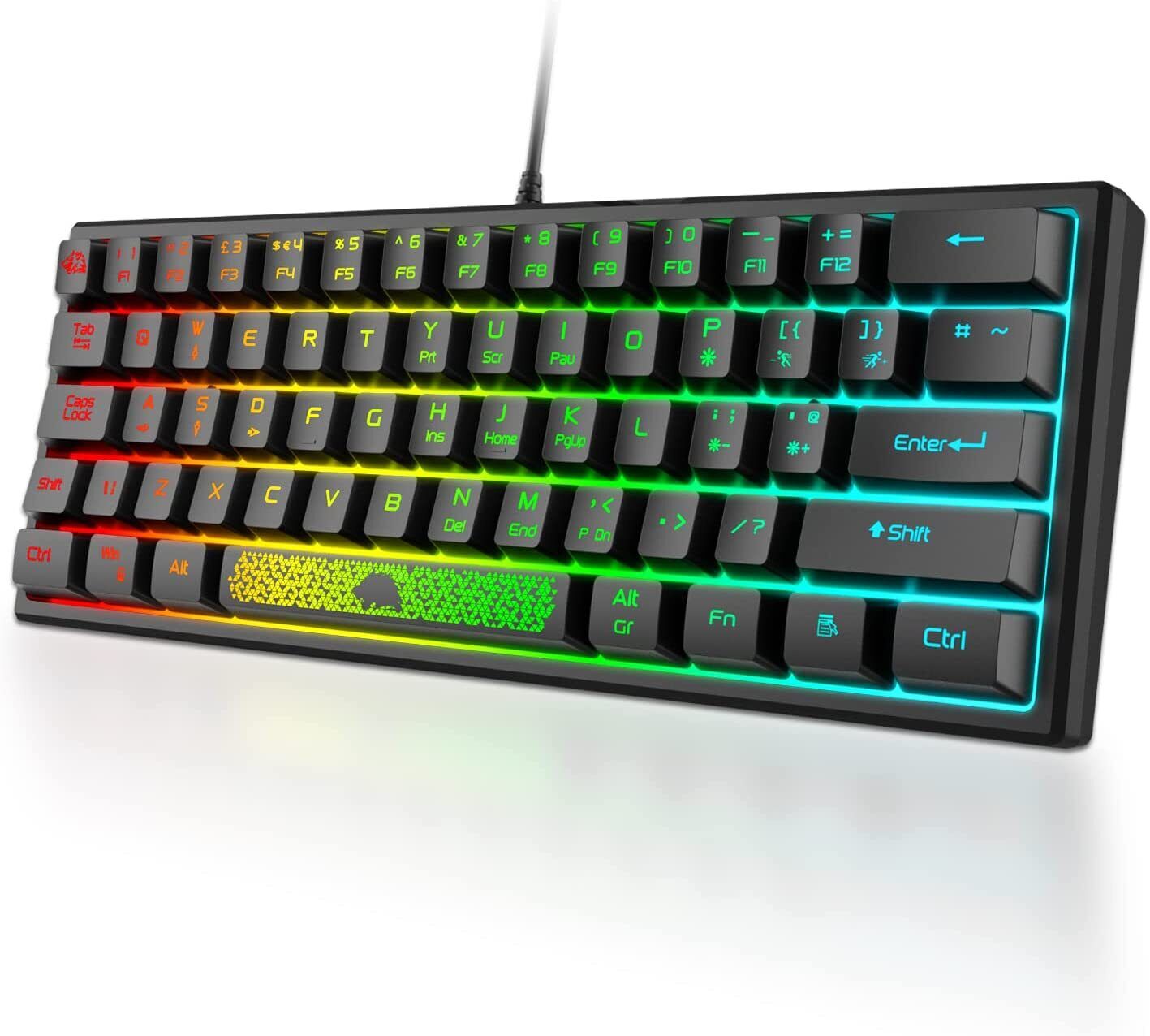 ZIYOU LANG K61 60% Gaming Keyboard RGB Backlit for PS4 XBOX PC Laptop Mac/Black
