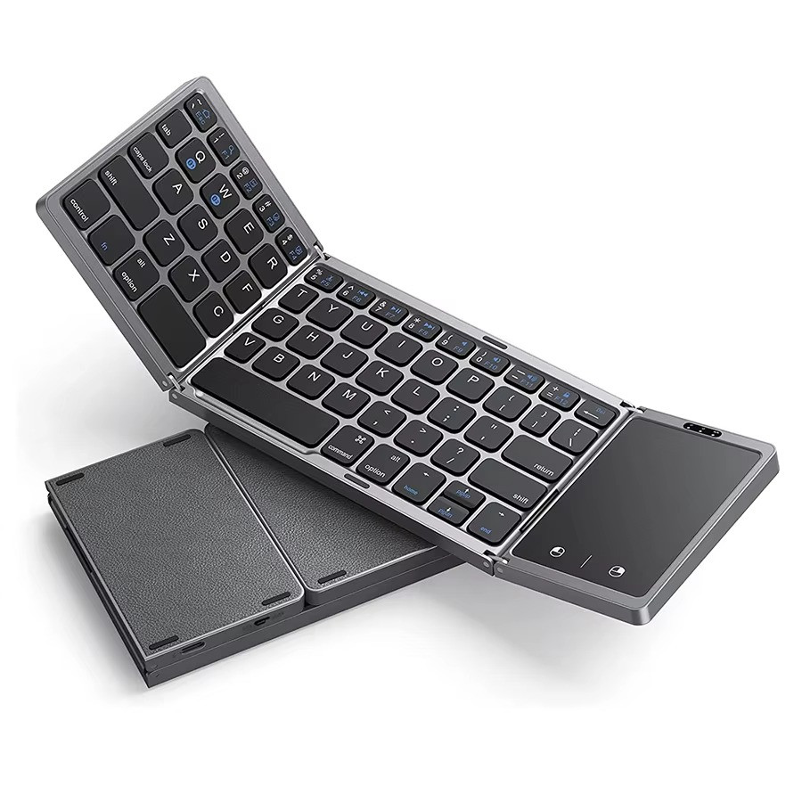 Foldable Wireless Bluetooth Keyboard With Touchpad – Portable & Rechargable