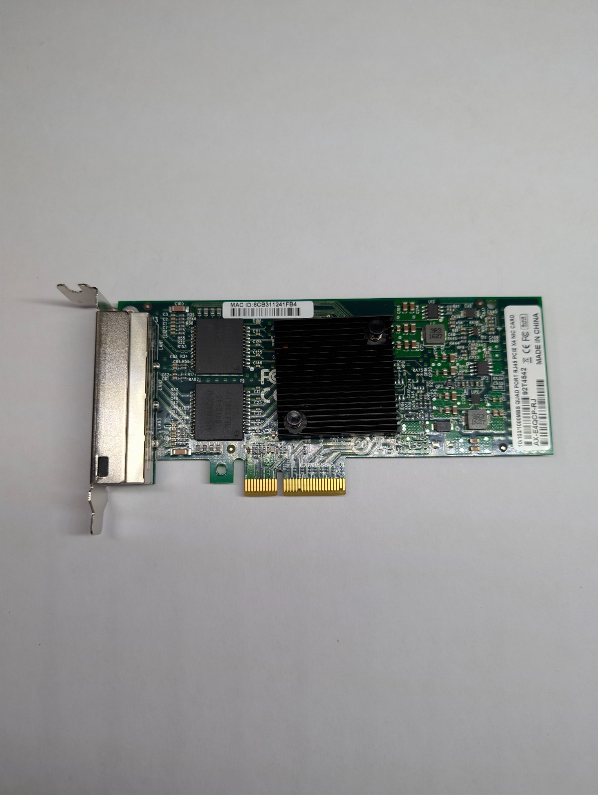 Quad Port Gigabit RJ45 PCIe x4 Server NIC Axiom AX-E4QCP-RJ Low Profile 4-Port