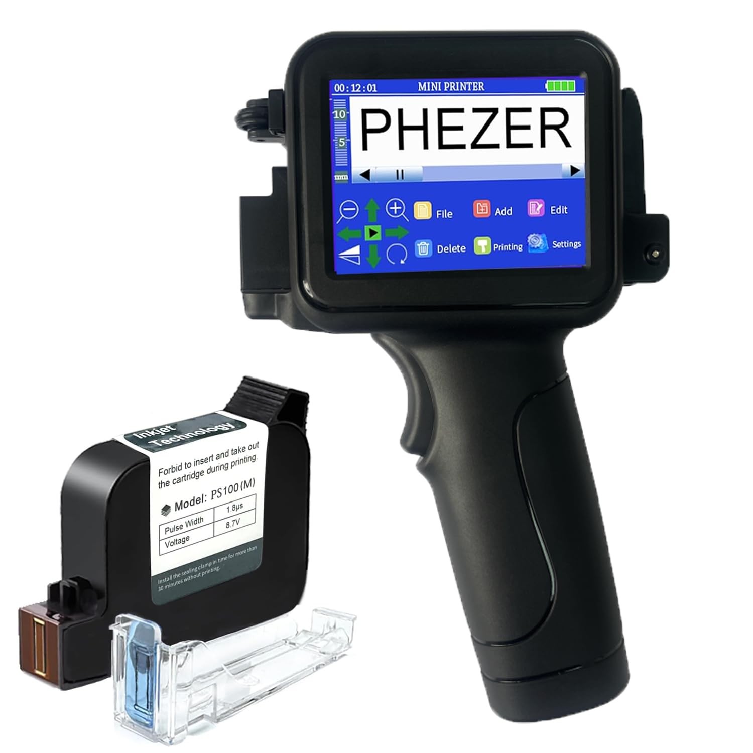 Phezer 12.7mm/0.5 Inch Portable Mini Handheld 0.5 inch, Black with PS100