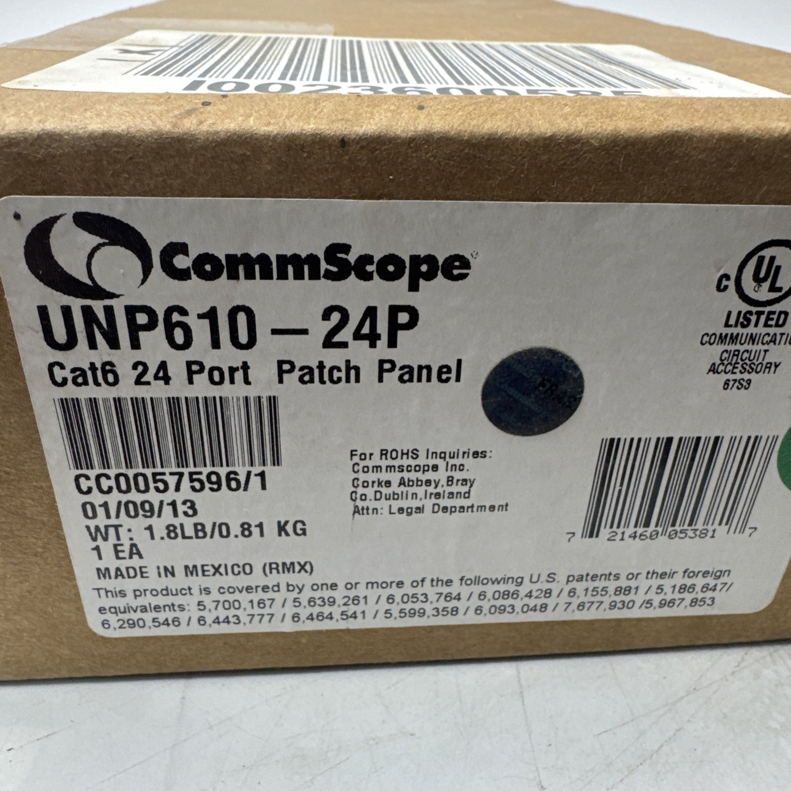 COMMSCOPE UNIPRISE SOLUTIONS UNP610-24P Cat6 24 Port Patch Panel